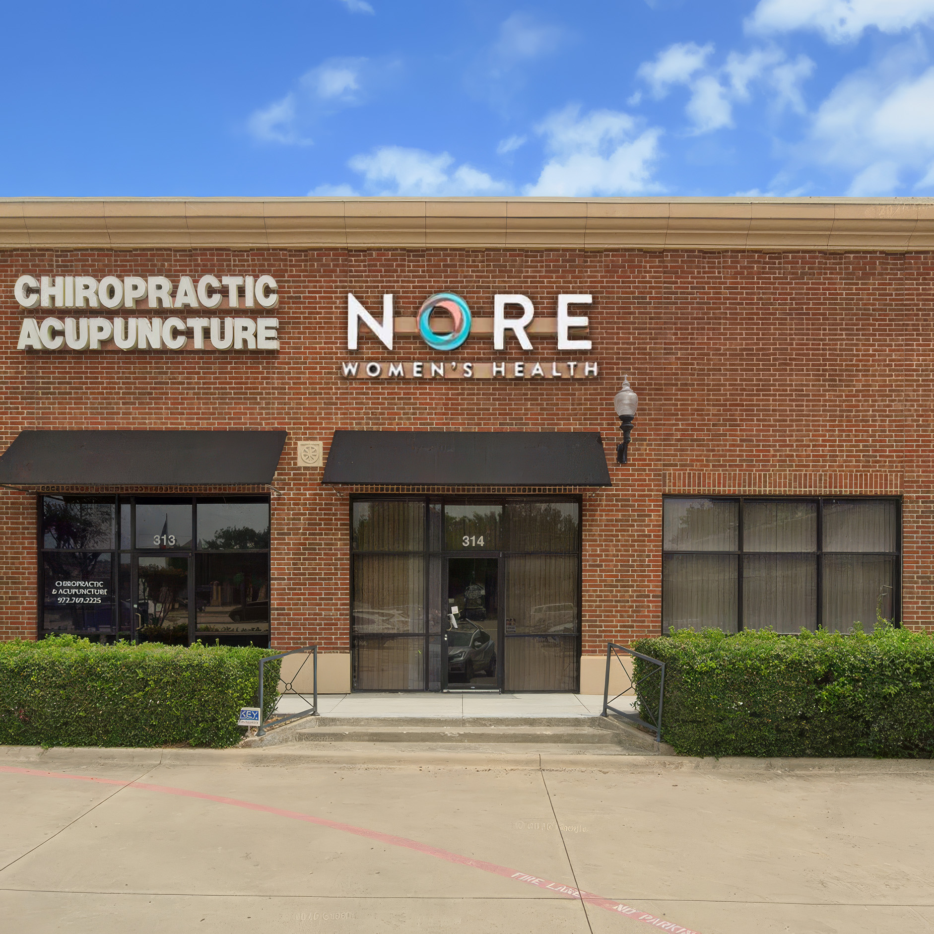 Facade of Nore Health in First State Bank Plaza, Dallas, TX